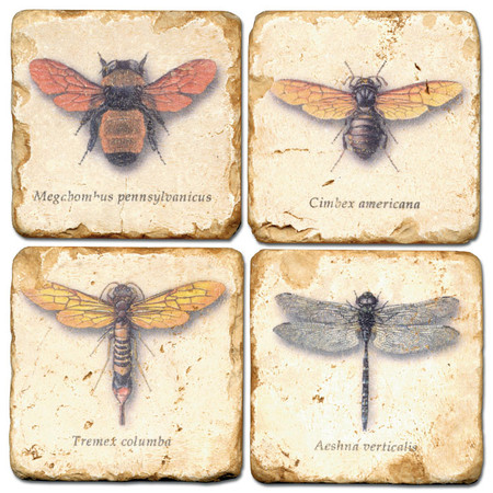 Flying Bugs Coaster Set. Handcrafted Marble Giftware by Studio Vertu.