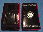 Mightyfist small kickshield with reversible handle design and graphics.