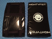 Mightyfist large kickshield with reversible handle design and graphics.