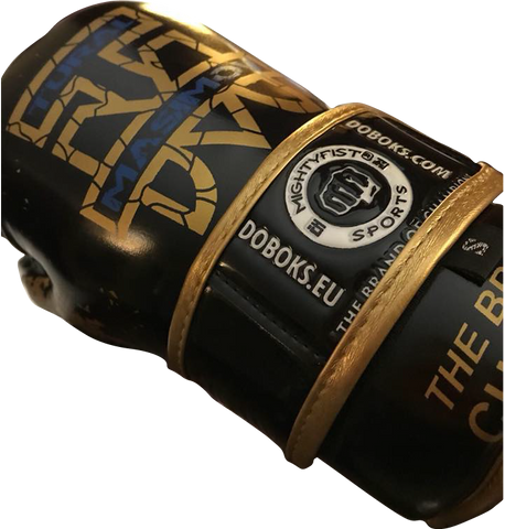 Mightyfist Tural Masimov gloves in shiny black and gold