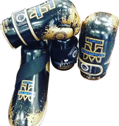 Mightyfist Tural Masimov boots in shiny black and gold