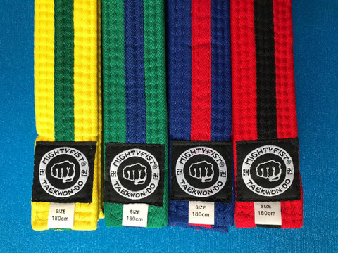 Mightyfist 4cm mixed colour stripe belts