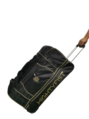 Mightyfist roller bag with durable inline skate wheels.