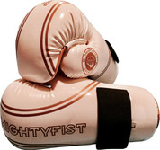 White and gold gloves
