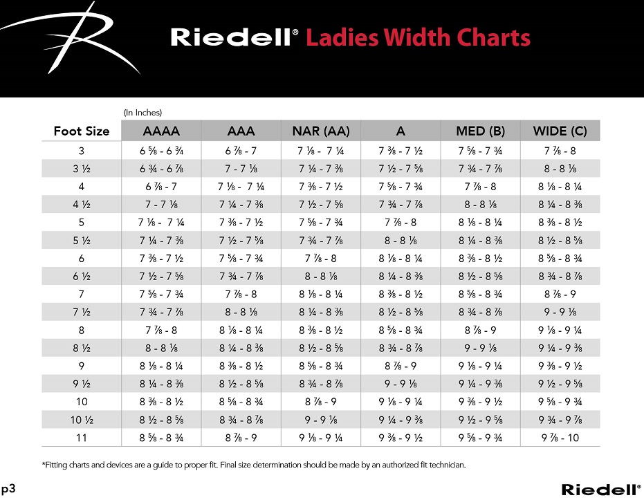 Sizing Charts Riedell USA Skates, Inc.