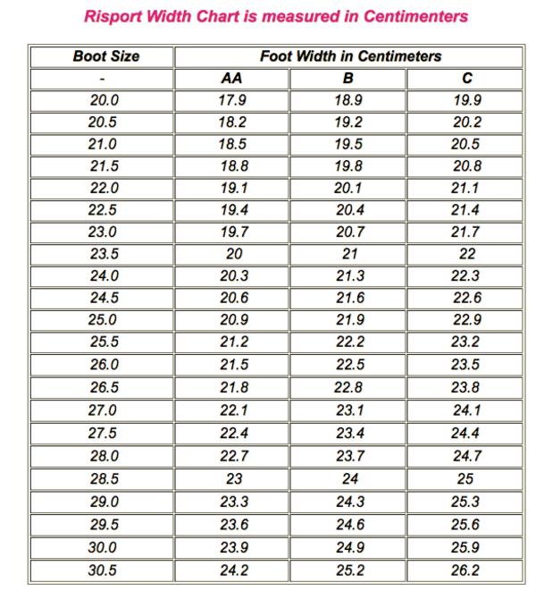 Bauer Senior Skate Size Chart