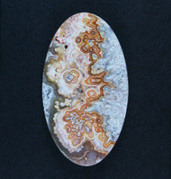 Crazy lace Agate Cabochon-  Orange, Red and White  #19573