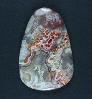 Crazy lace Agate Cabochon- Red, Orange and White  #20422