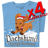 Dachshund Through the Snow T-shirts | x4 Family Pack | SIZE X-LARGE ONLY
