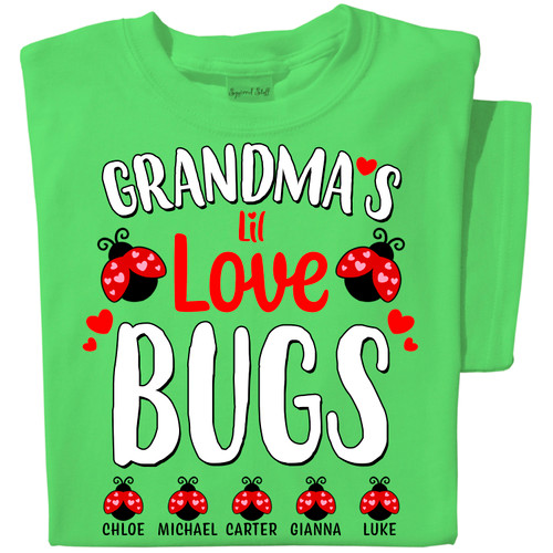Grandma's Lil Love Bugs | Personalized T-shirt | Green T-shirt