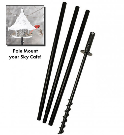 Pole Mount System
Pole Mount your Sky Cafe Bird Feeder. Includes: Metal Pole Kit
(sky cafe bird feeder sold separately) (not compatible with mandarin (perch) bird feeder)