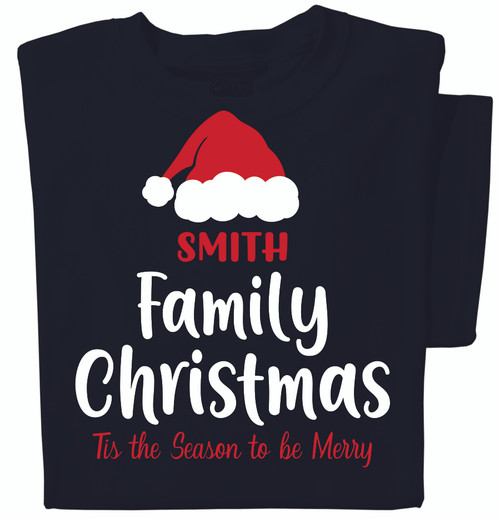 Tis the Season Personalized Christmas Santa Hat T-shirt