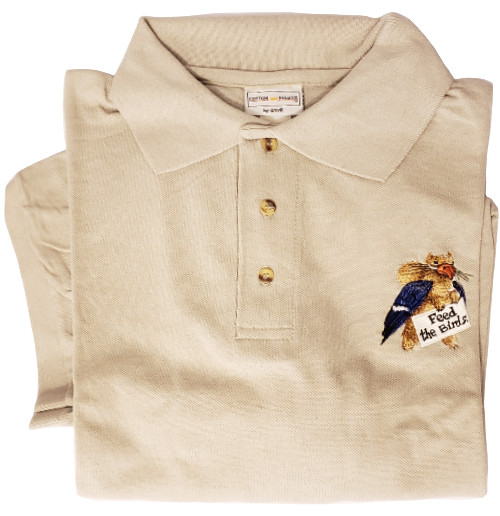 Feed the Birds Embroidered Sport Shirt - khaki