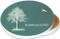 Think Outside Tree Sandstone Ceramic Coaster | Image shows front and cork back