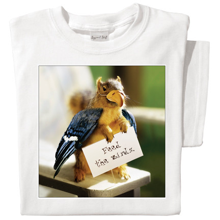 Feed the Birds White T-shirt | Funny Squirrel Tee
