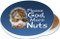Please God, More Nuts Sandstone Ceramic Coaster | Image shows front and cork back