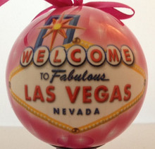 Welcome To Las Vegas Sign Pink LED Ornament