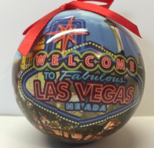 Las Vegas Sign Hotels Christmas Tree Ball Ornament Neon Blue 