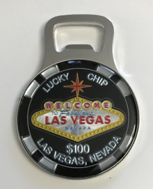 Las Vegas Sign Magnetic Bottle Opener $100 Lucky Chip