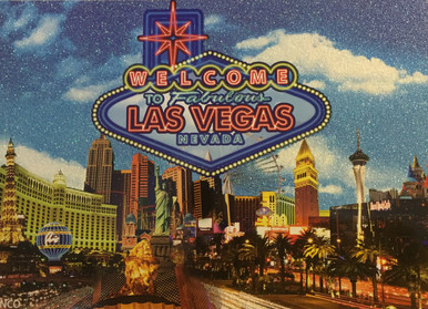 Las Vegas Sign Glitter Postcard 