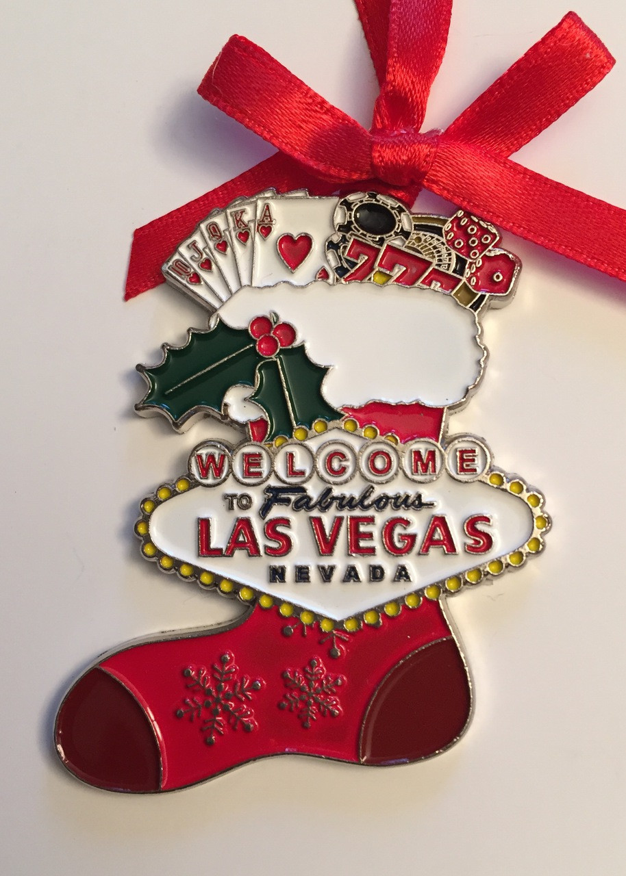 Las Vegas Sign Strip Hotels Christmas Tree Holiday Hanging Ornament Santa Sleigh
