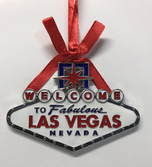 Las Vegas Welcome Sign Red Blue Hanging Ornament