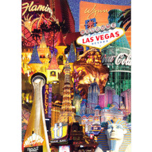 Las Vegas Hotels Glitter Postcard