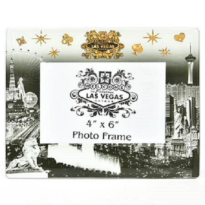 Las Vegas Strip Picture Frame Photo Glass Black White Gold Direct