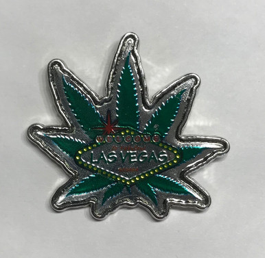 Las Vegas Welcome Sign Green Marijuana Pot Leaf Pin