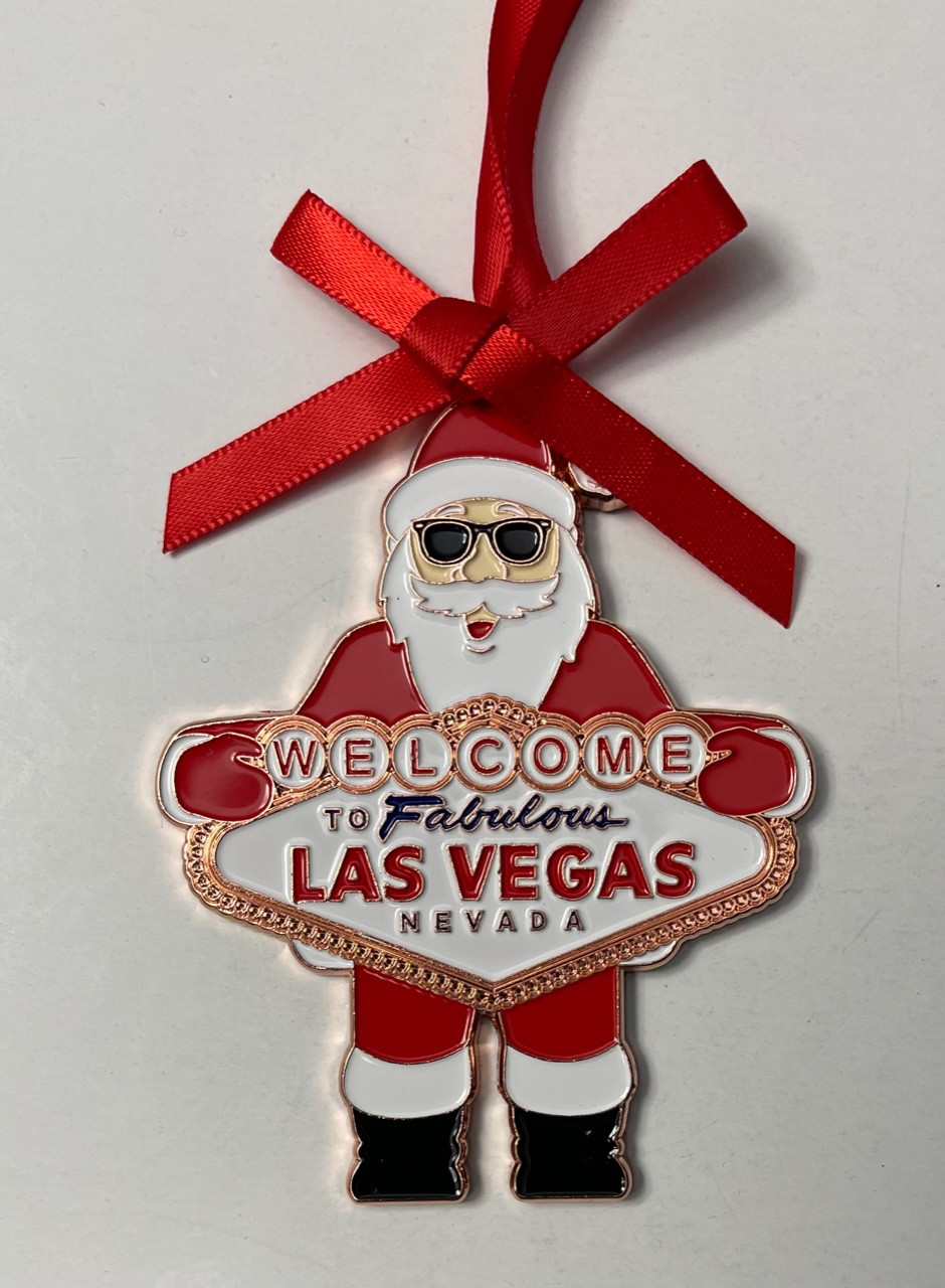 Las Vegas Sign Christmas Tree Holiday Hanging Ornament Reindeer Couple Red 