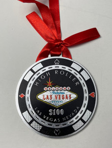 Las Vegas Sign $100 Chip High Roller Holiday Hanging Ornament