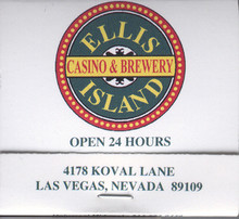 Ellis Island Las Vegas Casino Match Book