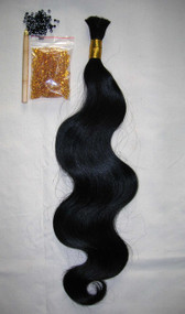 24" 100% Brazilian Remy Human Hair Extensions Euro Wave- 1#