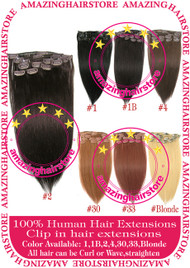 15" 9PCS 100% Human Hair Clips In Extensions -2#