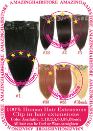 15" 9PCS 100% Human Hair Clips In Extensions -1#