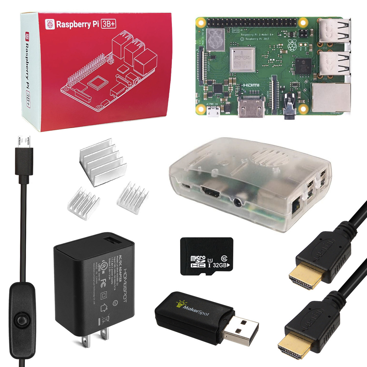 Raspberry Pi 3 Model B+ Plus Starter Kit with 5v3a Charger - MakerSpot