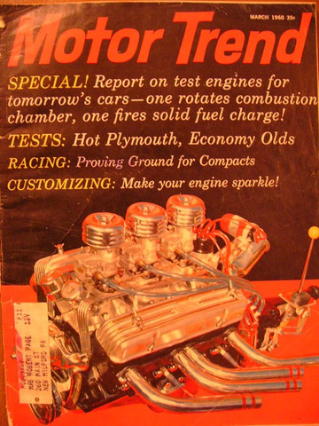 1960 VW, Plymouth, Oldsmobile, Ford Falcon tests and hop up, 1960 Motor Trend march issue.