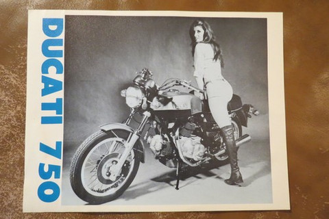 1972 Ducati 750 gt spec sheet brochure catalog pinup girl