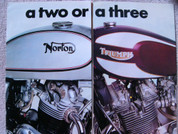 1975 Triumph T160 Trident vs.1975 Norton 850 MK111 Commando brochure catalog