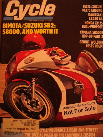 1978 Bimota SB2 Suzuki 175 Honda 175 Yamaha SR500, Cycle Sept.1978