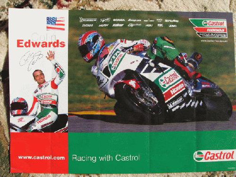 Colin Edwards autograph Honda motorcycle poster