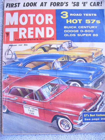 1957 Buick Century, Dodge d-500, Oldsmobile Super 88, Motor Trend February 1957