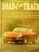 Ferrari 275, Sunbeam Tiger , Spitfire,MG, Lancia Road and Track magazine Sept.1967
