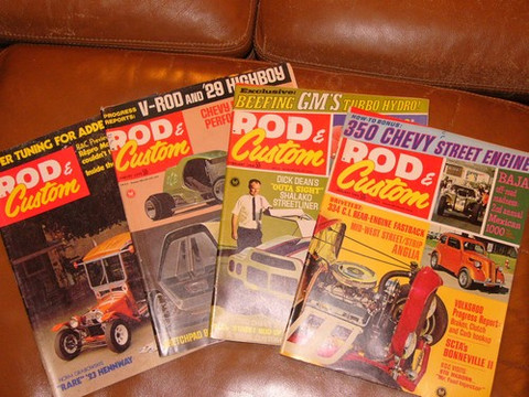 4 Rod and Custom magazines 1969 to 74.