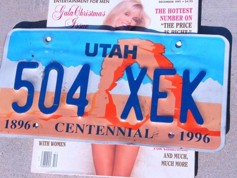 Utah Centennial 1996 car license plate