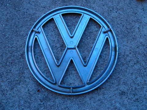 VW round emblem Volkswagen 7 1/4 inch chrome
