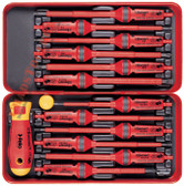 FELO 53439 E-Smart 14 pc Square 2 Set - Slotted, Phillips, Square, Torx Tip Insulated Blades with 2 Handles