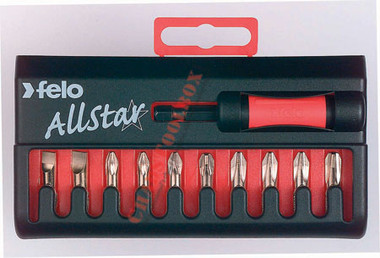 FELO 53525 AllStar Challenger 10 pc Diamond Coated Bit Set - Slotted, Phillips, Torx