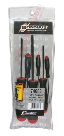 74686 Bondhus Set 6 ProHold Balldriver Screwdrivers 1.5-5mm