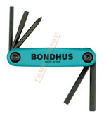 12540 Bondhus Set 5 Utility Fold-up Tools #1 Phillips, 3/16 Slotted, 4mm Hex, 5mm Hex, 6mm Hex